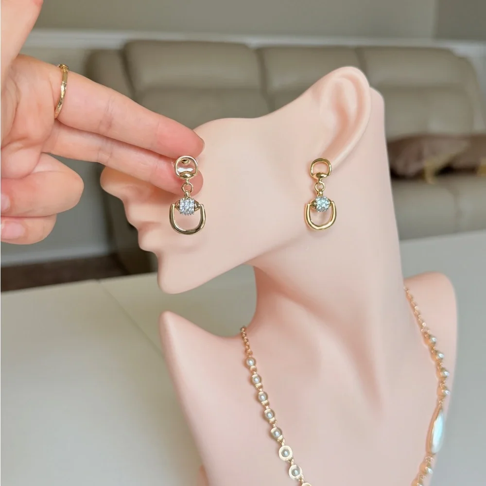 Gold Drop Crystal Dangle Earrings - Women Jewelry